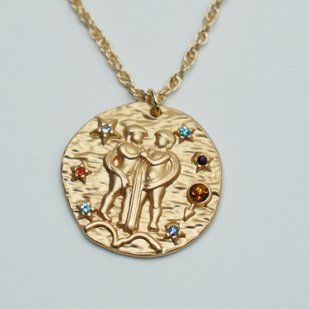 Zodiac GEMINI coin necklace horoscope astrology